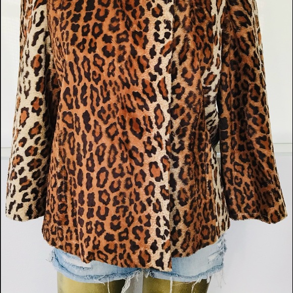 Philippe ADEC PARIS Rouge Ligne $545 LEOPARD Print Faux Fur SWING JACKET Size 8 - Picture 9 of 16